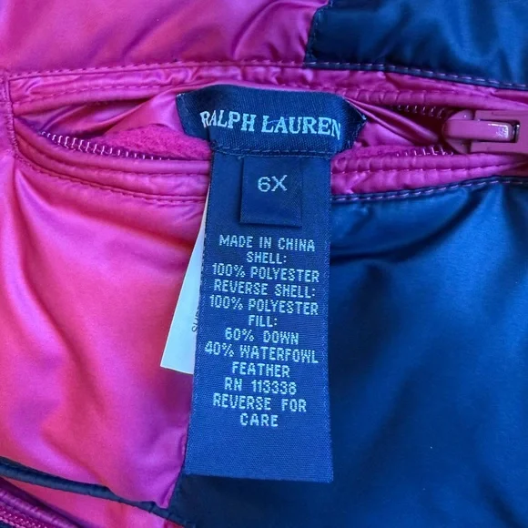 EUC Ralph Lauren Girl Reversible Down Filled Puffer Vest-Pink and Blue